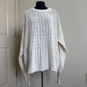 Vintage St. John's Bay Ramie Cotton Blend Cable Knit Slouchy Sweater